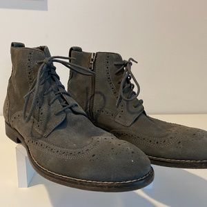 John Varvatos Sid Crepe Wingtip Ankle Boots w/ Zip